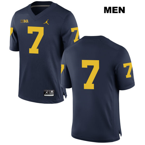 Men's NCAA Michigan Wolverines Tarik Black #7 No Name Navy Jordan Brand Authentic Stitched Football College Jersey TA25Z73WQ